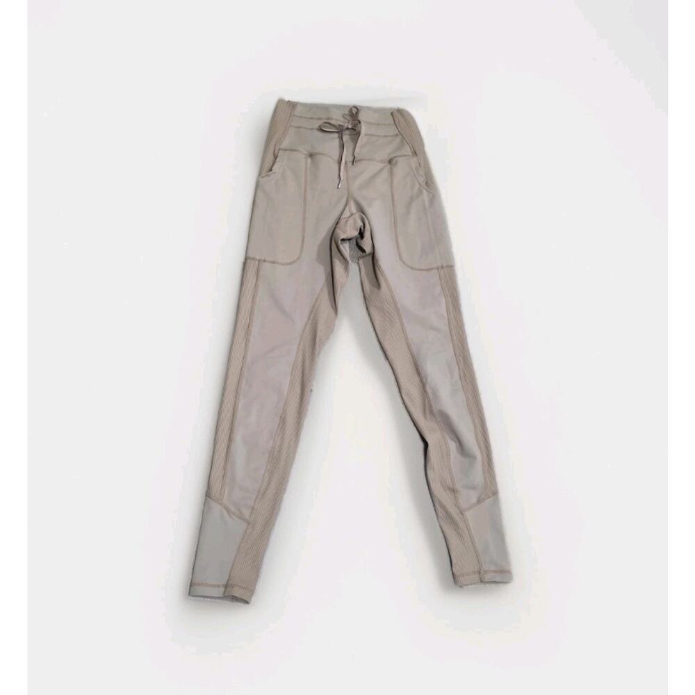 Glyder High Rise Drawstring Street Leggings Womens XS With Pockets Taupe Gray